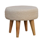 Solid Mango Wood Cream Boucle Petite Footstool