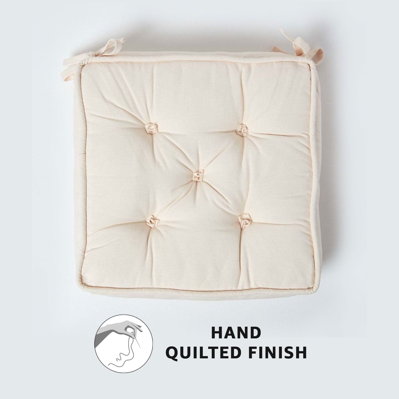 Cotton Dining Chair Booster Cushion | 40cm x 40cm | Cream