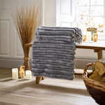 Alnwick Supersoft Ribbed Plush Throw – 140x180cm Cosy Sofa & Bed Blanket | 140cm x 180cm | Dove Grey