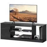 HOMCOM Marble Effect Tv Stand Cabinet With Glass Shelf For 55 Inch Tvs