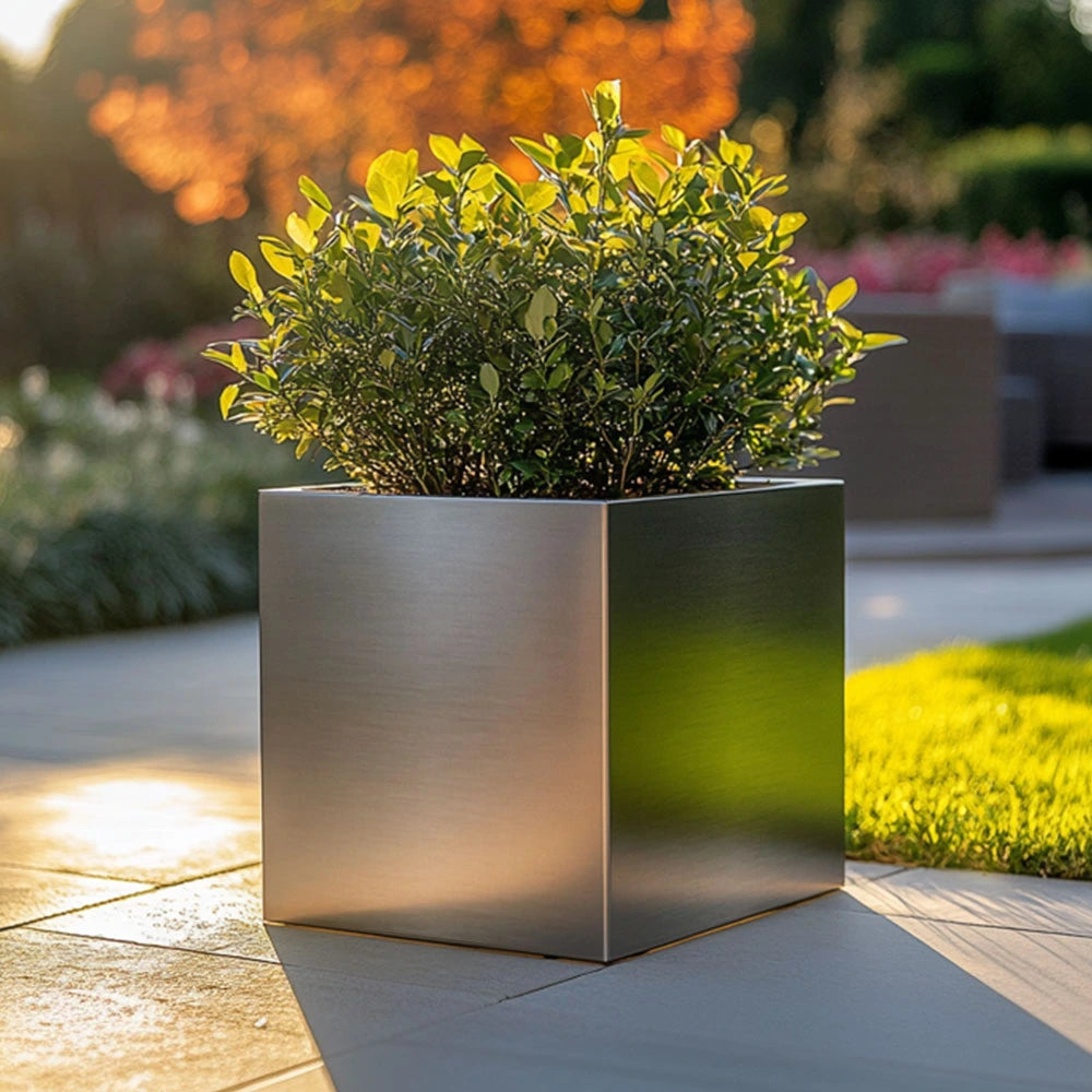 Zinc Galvanised Square Planter | 40cm x 40cm x 40cm | Silver