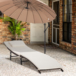 Folding Rattan Sun Lounger W/ Cushion | Cream