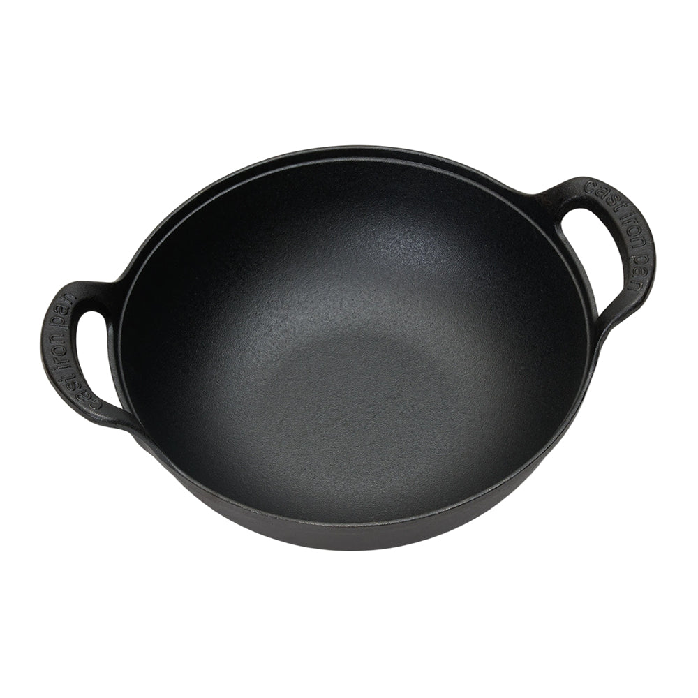 32cm/34cm/36cm Dia Cast Iron Wok With Dual Handles | Large