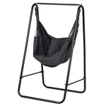 Patio Hammock Chair With Stand,  Cushion, Armrest, Hooks | Dark Gray