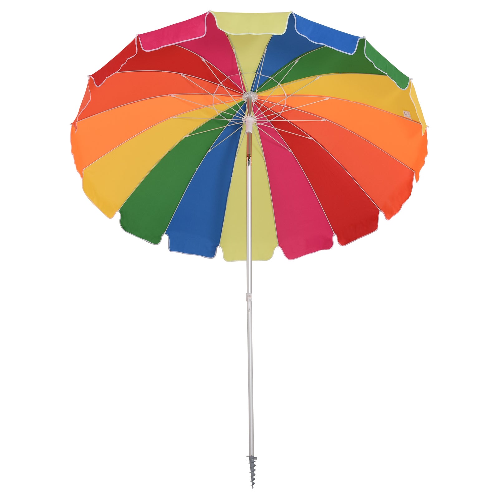 2.4m Beach Umbrella With Sand Anchor - Multicolour
