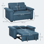 Click Clack Sofa Bed 2 Seater Sofa Bed For Living Room | Blue