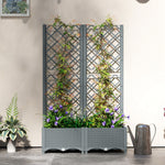 Plastic Planter Box With Trellis, Vegetable Planter Plugs | Grey