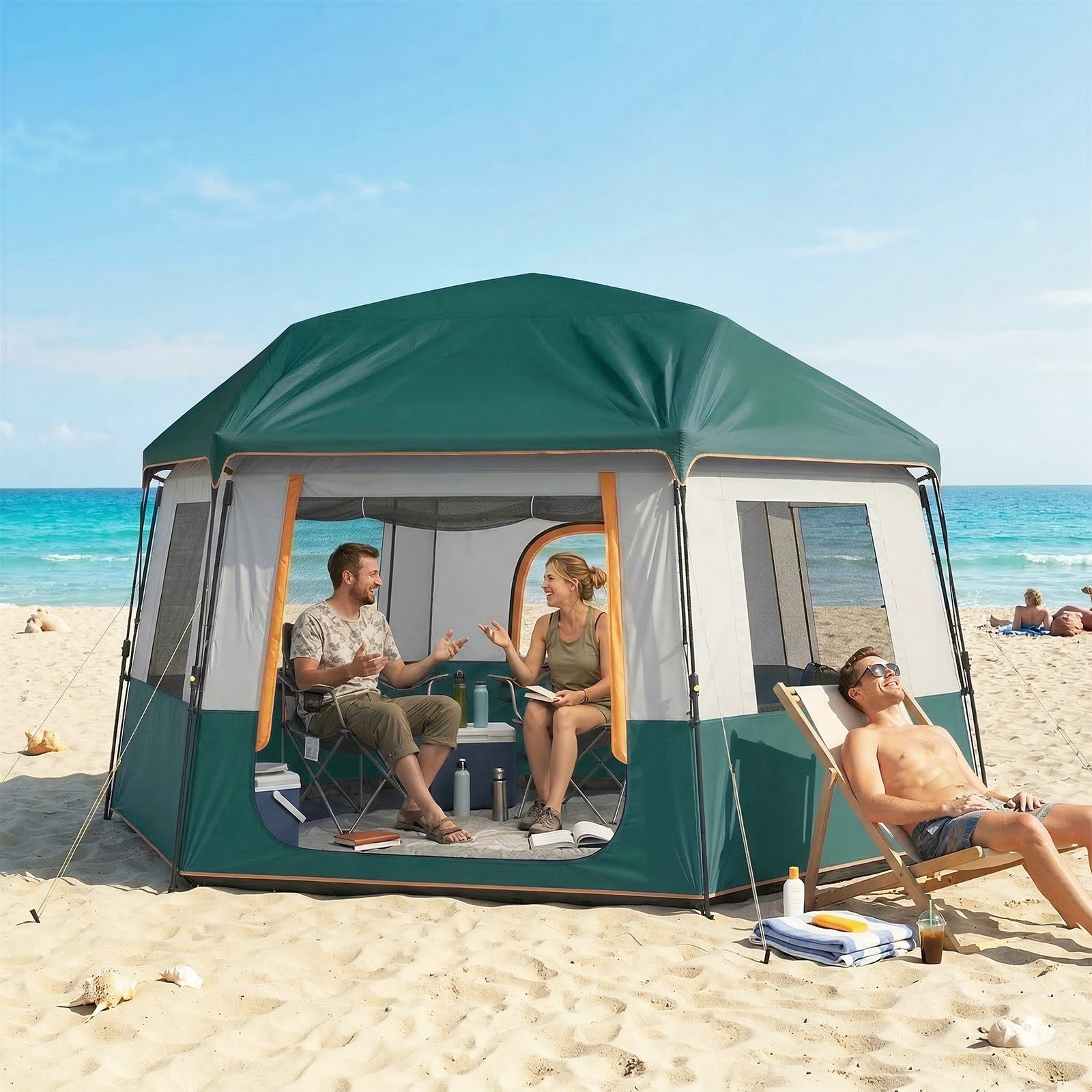 Camping Tent 3000mm Waterproof 4-6  Person | Green
