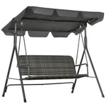3-person Outdoor Rattan Swing Chair Hanging W/ Stand, Canopy