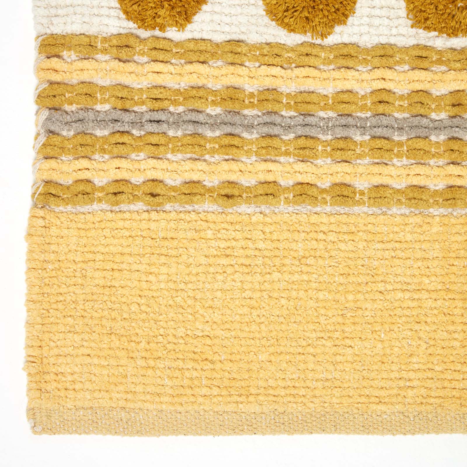 Cotton Chenille Striped Tufted Circle Rug | 200cm | Mustard