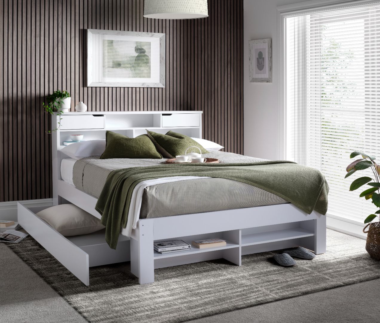 Fabio Wooden Storage Bed | Double | White