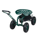 Rolling Garden Cart With Seat And Tool Tray