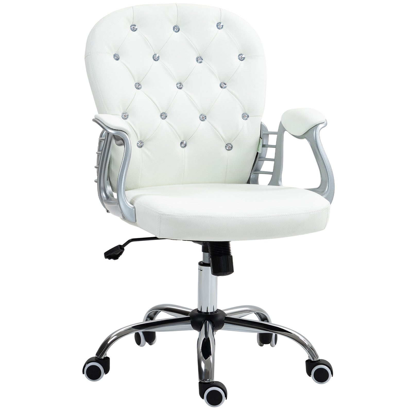 Pu Diamante Padded Office Chair | White