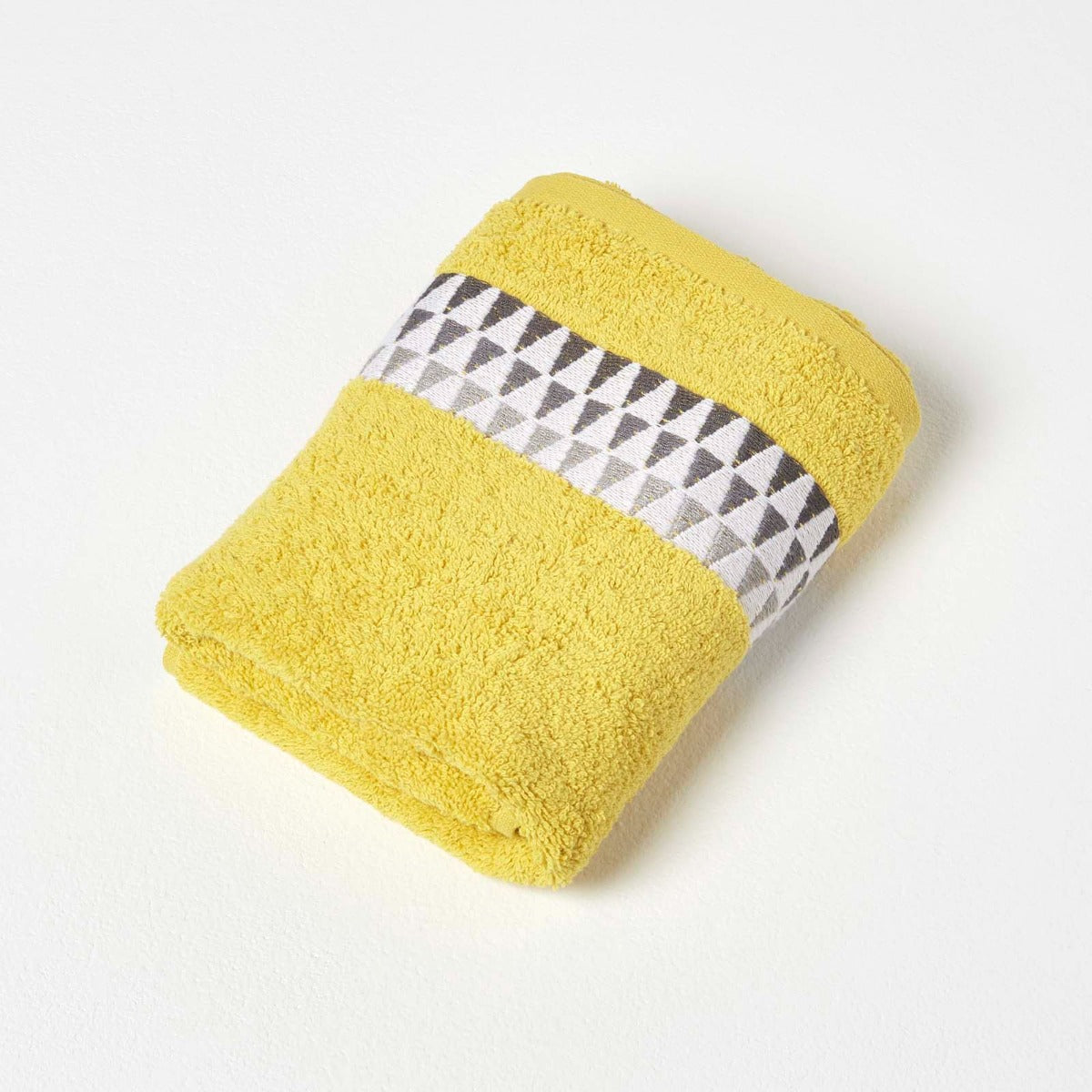 Geometric 100% Cotton Towel | Hand Towel | Ochre