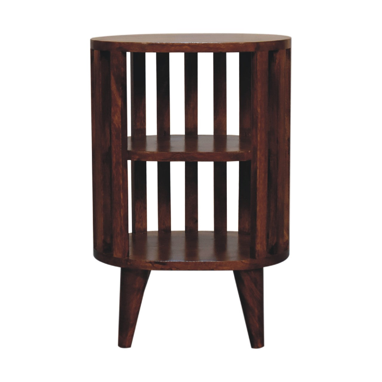Solid Wood Ariella Double Shelf Chestnut Bedside, 2 Shelves, Brown