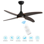 48 Inch Dark Brown Ceiling Fan With Lights And Remote Modern 4 Blade Black Fan
