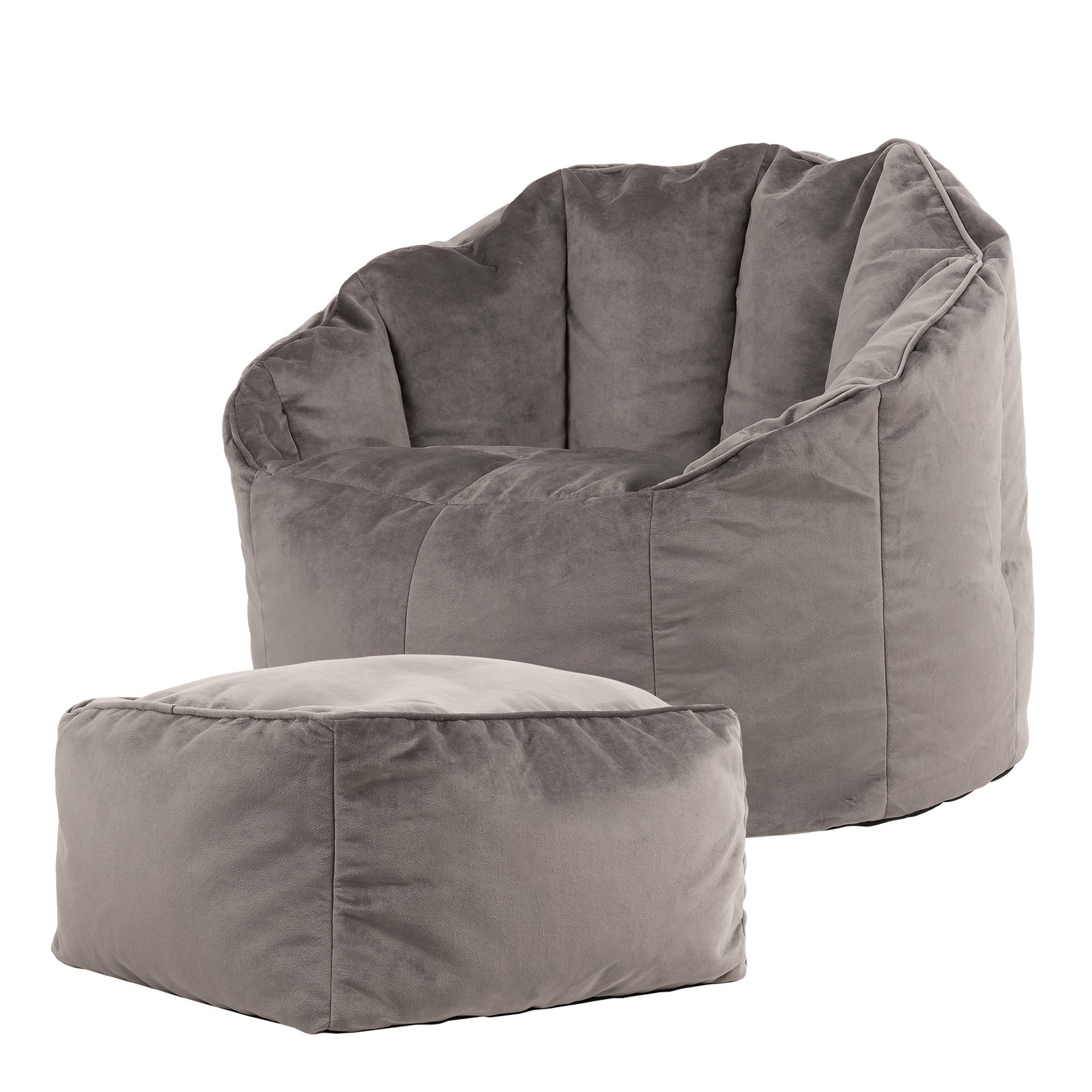Sirena Scallop Chair Bean Bag & Footstool | Charcoal