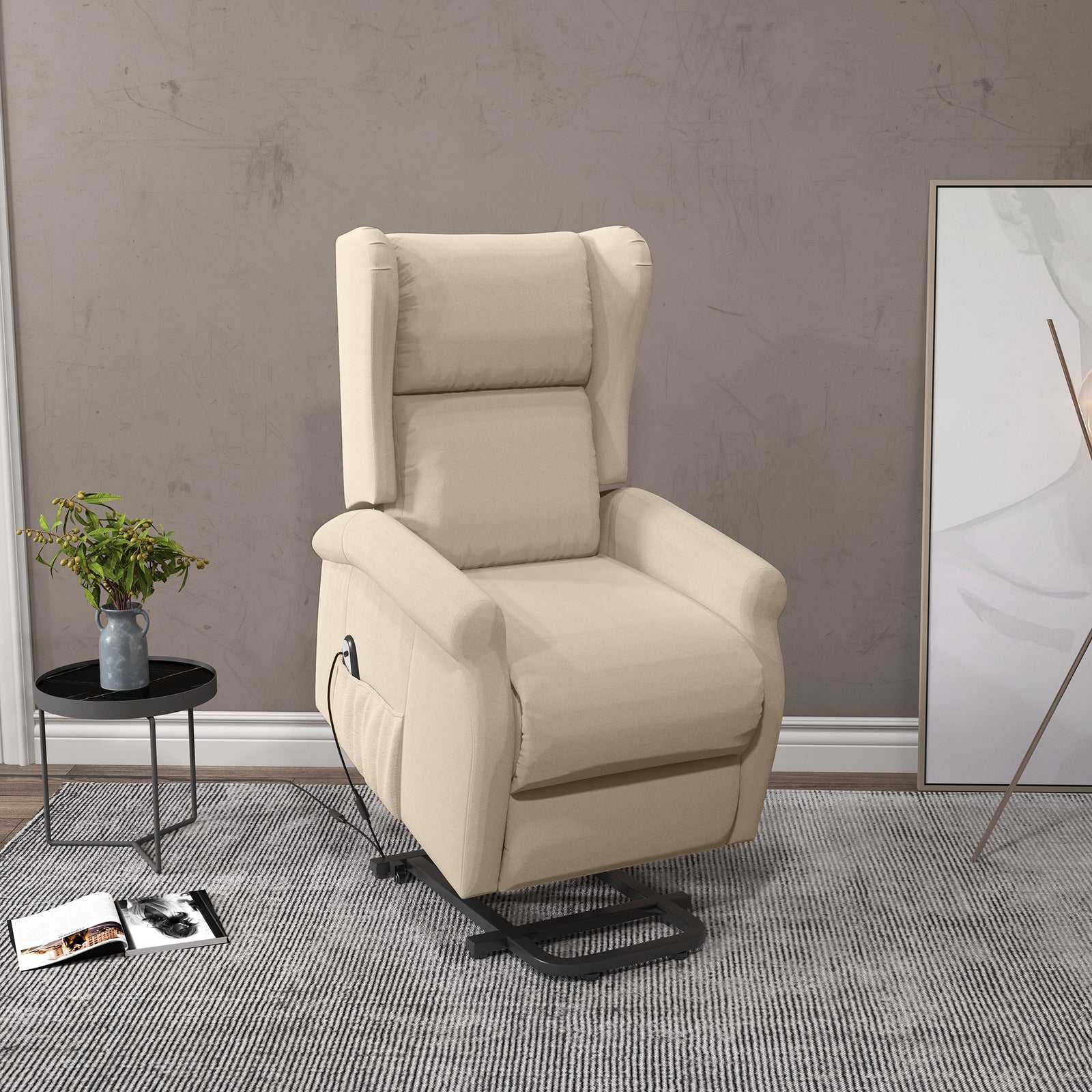 Power Lift Chair For Elderly Fabric Recliner Remote | Beige