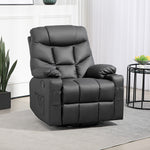 Manual Recliner Chair W/ Footrest Cup Holder | Black
