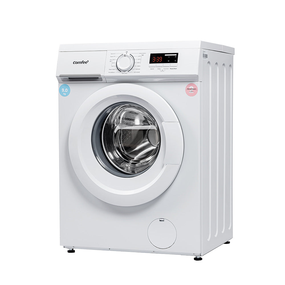 9kg Front Load Washing Machine – Slim Design With 15 Wash Programs, Quick & Steam Wash, Child Lock, Led Display, And Inverter Motor