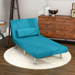 Single Folding 5 Position Convertible Sleeper Chair Sofa Bed | One Size | Dark Blue