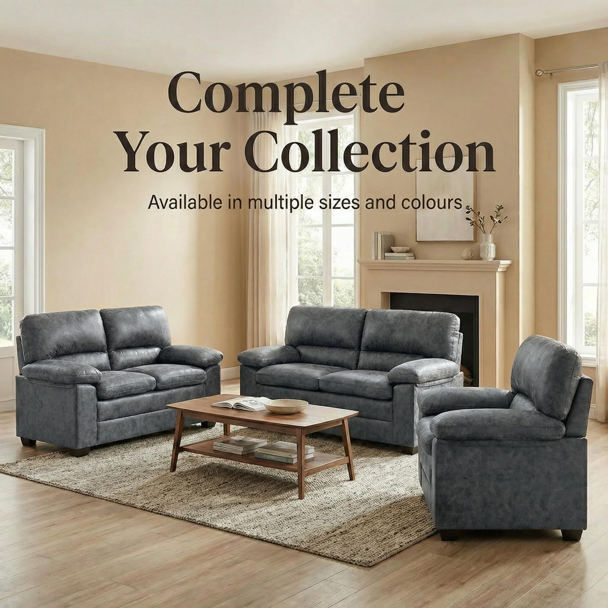 Oxford Faux Leather Sofa 1 Seater | Dark Grey