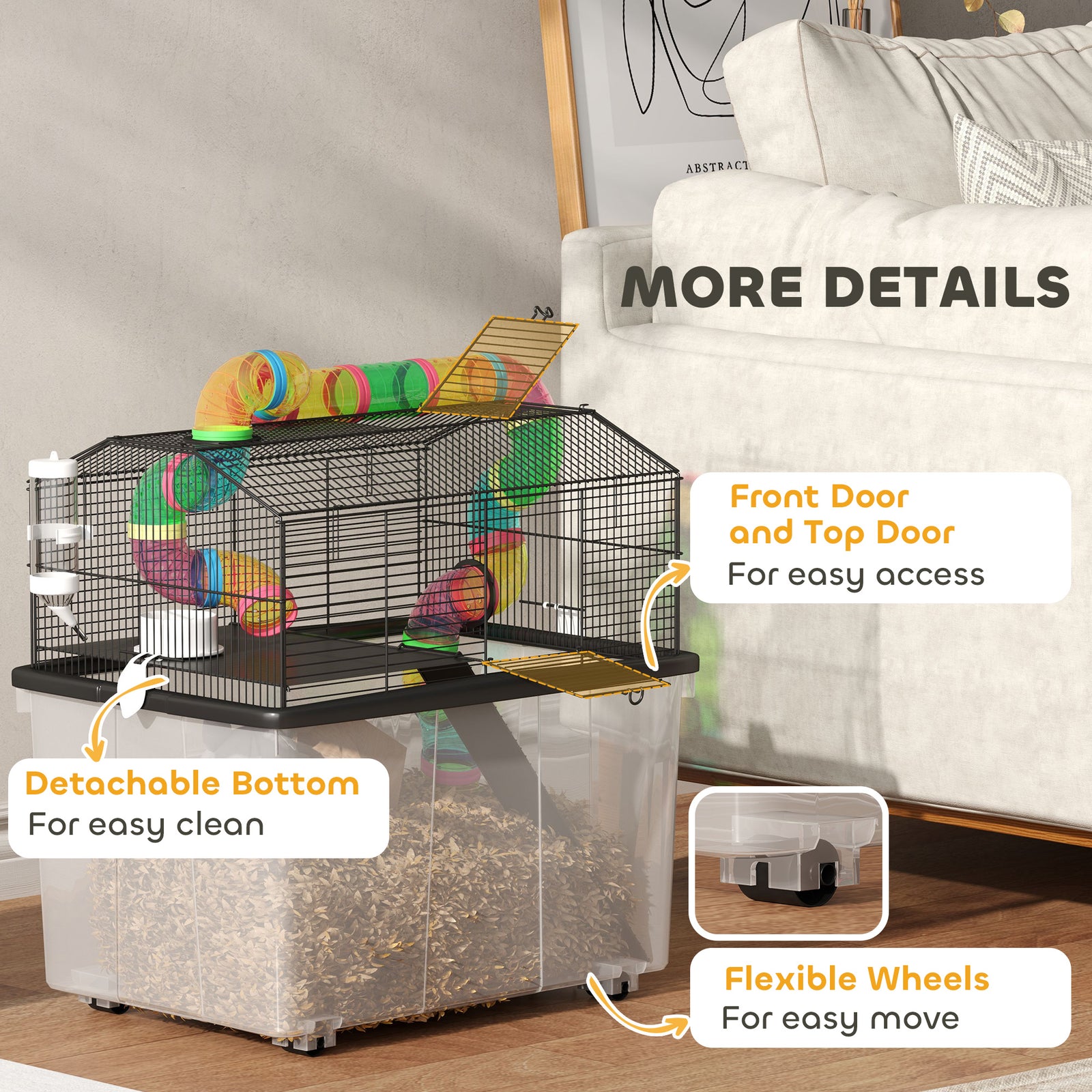 Hamster Cage With 31cm Deep Tray, Tube System, 58 X 43 X 57cm