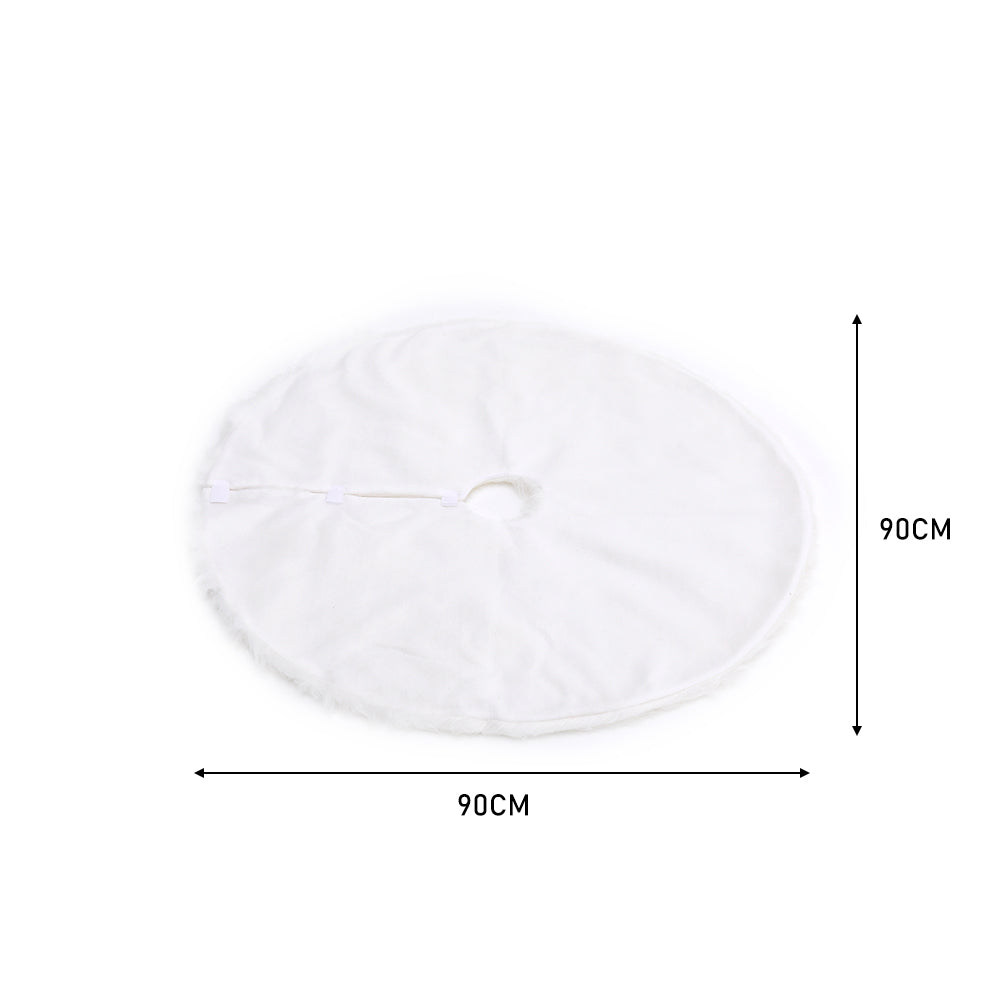 Snow White Plush Christmas Tree Skirt For Holiday Decoration 78cm/90cm/122cm Diameter | Medium | White