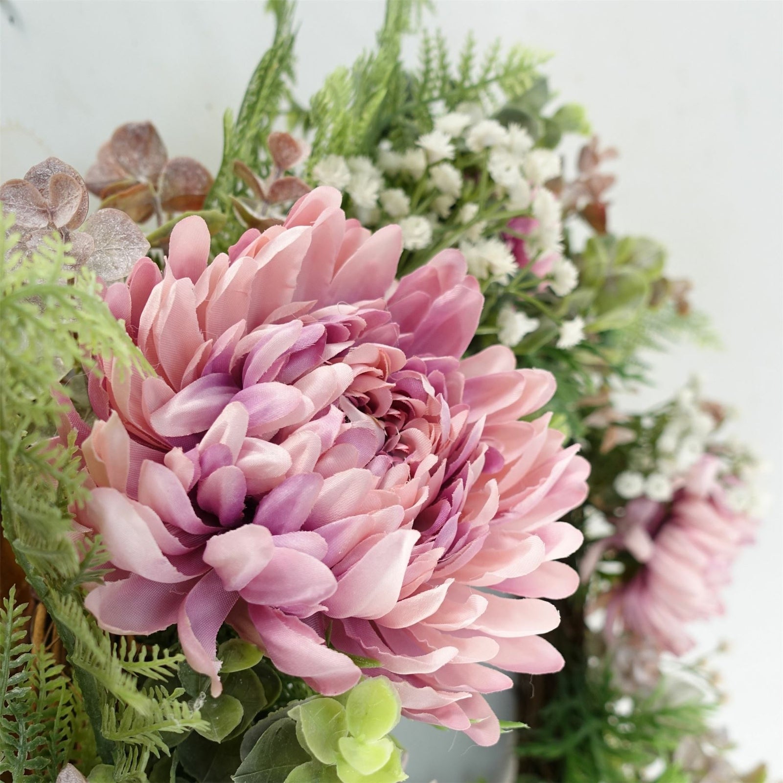 45cm Artificial Pink  Blossom Floral Wreath