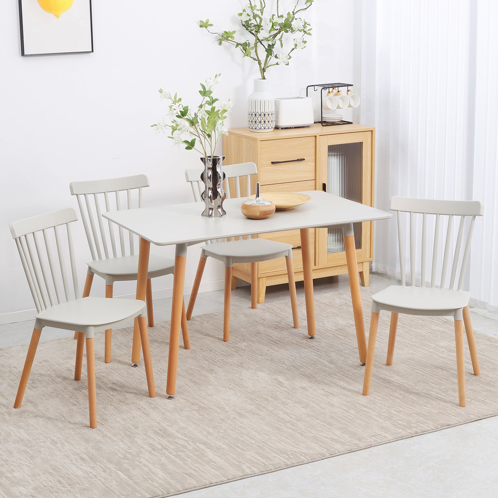 5pc Dining Table Set, Space Saving, 4 Chairs