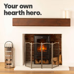 Livivo Freestanding 4 Panel Fireplace Screen Nickel Mesh Fire Spark Protector
