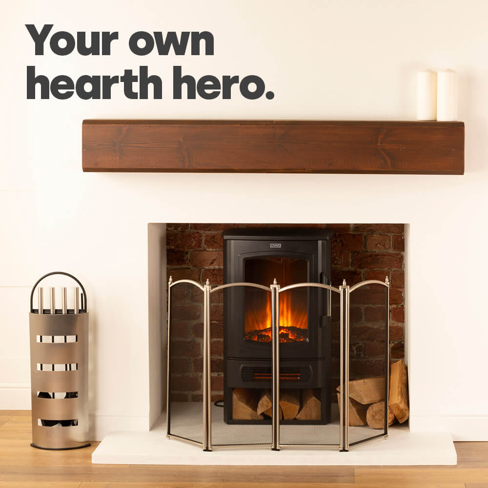 Livivo Freestanding 4 Panel Fireplace Screen Nickel Mesh Fire Spark Protector
