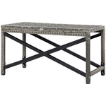 Pe Wicker Coffee Table With Woven Top, Plastic Board