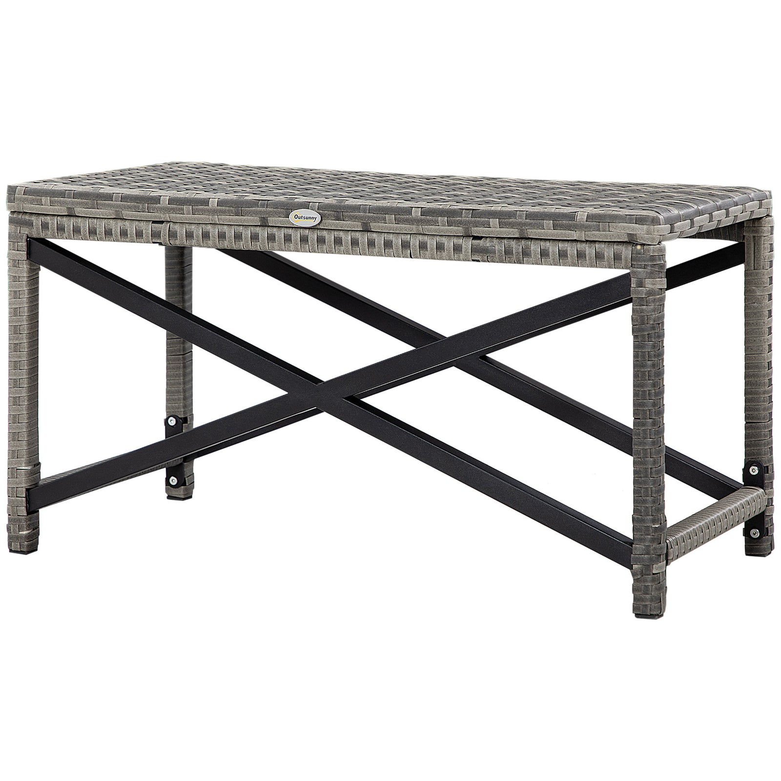 Pe Wicker Coffee Table With Woven Top, Plastic Board