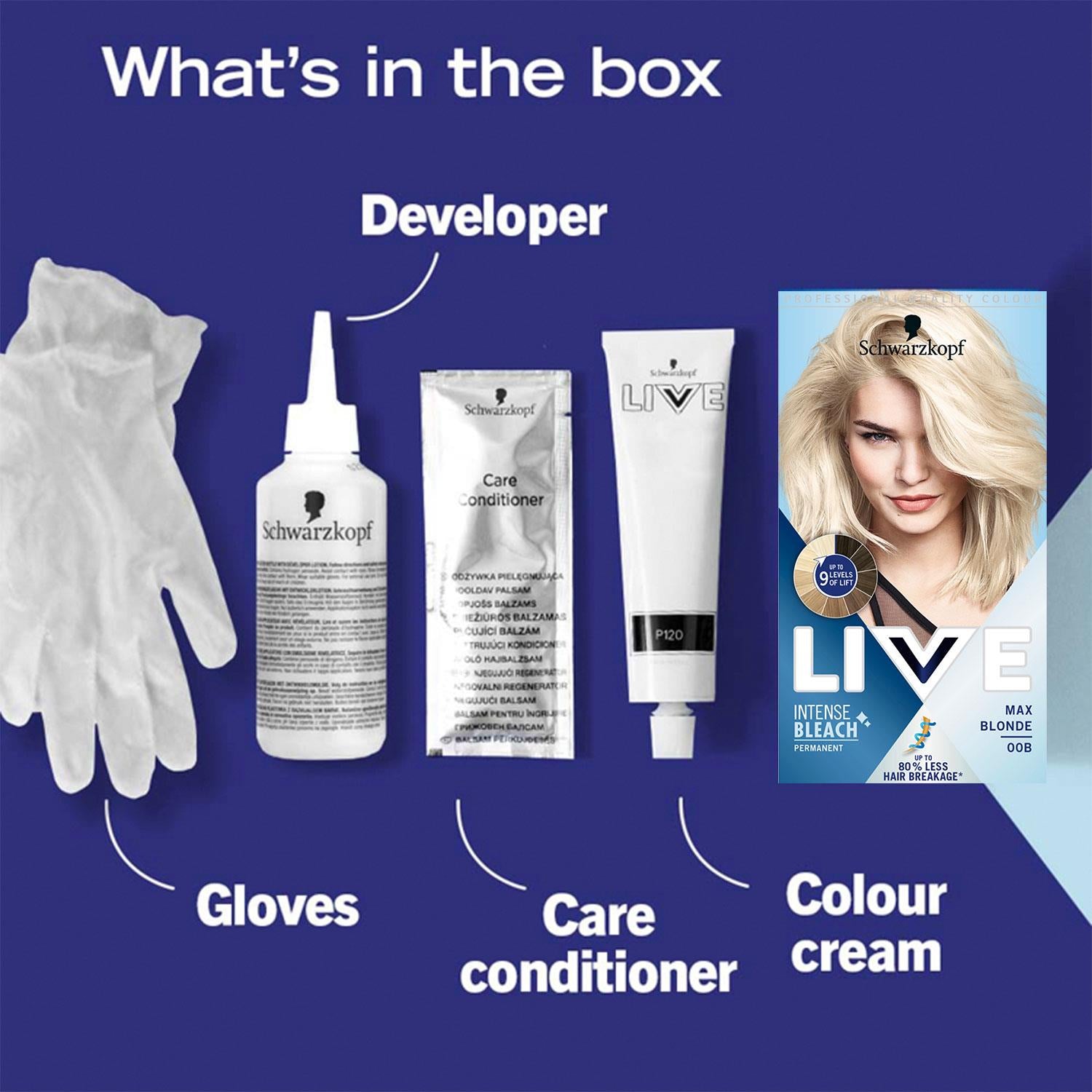 Live Intense Bleach Permanent Hair Dye Glossyshine,00b Max Blonde 3x