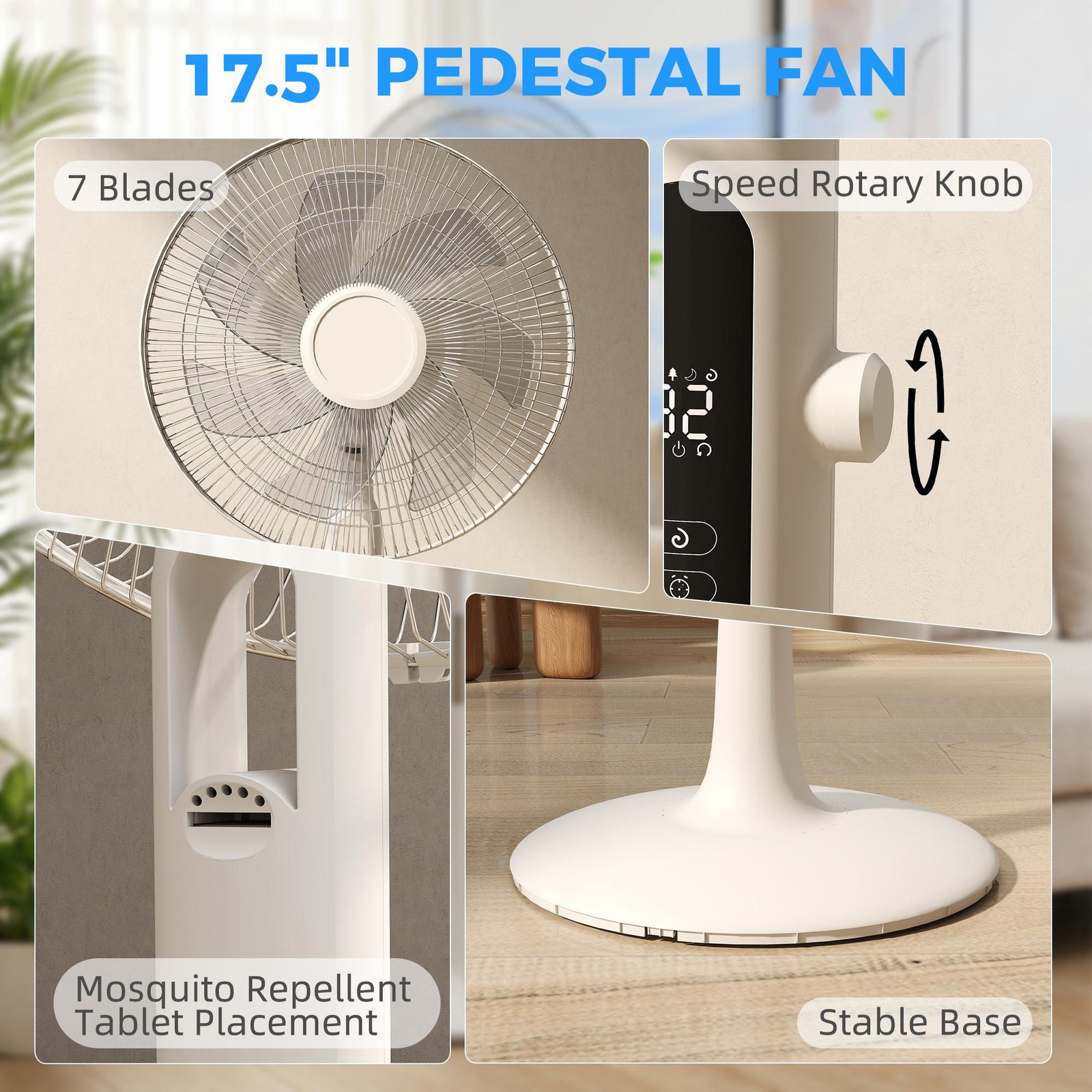 HOMCOM Standing Fan With 75 Degree Oscillation Mosquito Repellent Function
