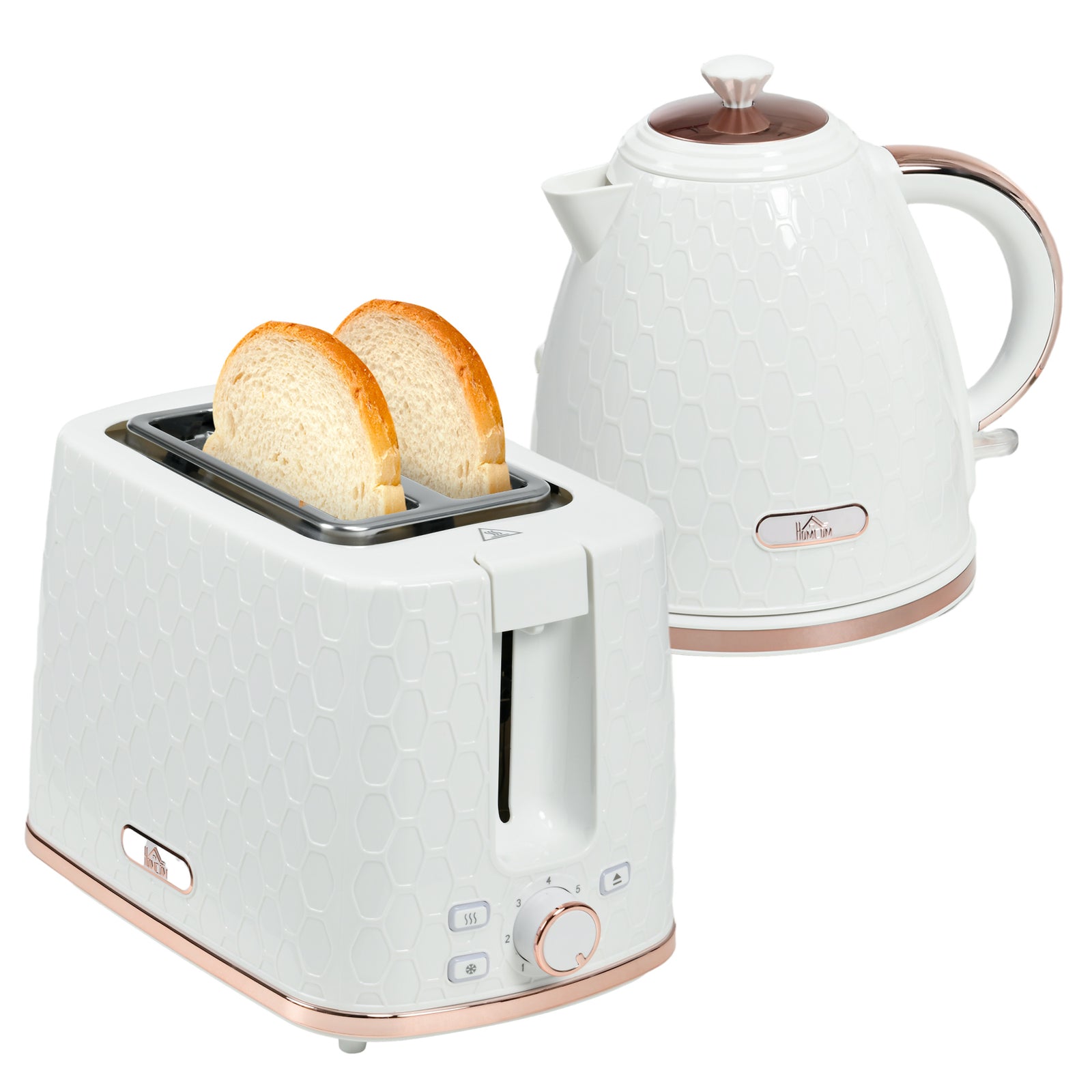 1.7l Kettle and 2 Slice Toaster Set With Defrost Reheat | Medium | Cream