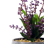 28cm Ceramic Tall Blue Planter With Artificial Purple Vitex Negundo Plant