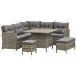 6 Pcs Patio Pe Rattan Furniture Corner Sofa