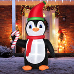 8ft Lighted Inflatable Christmas Penguin With Candy Cane
