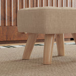 Modern Footstool, Fabric Foot Rest With Rubber Wood Legs | Brown