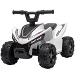 6v Electric Car, Kids Atv With Handlebar Button Control | White