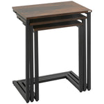 C-shaped Nesting Tables, Set Of 3, Rustic Brown