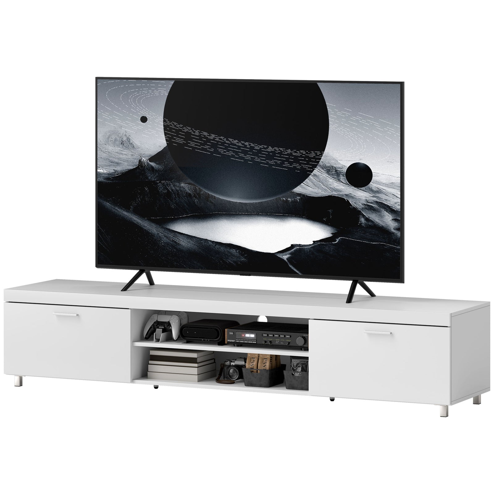 Modern Tv Unit With Cabinet Shelf For Living Room