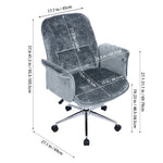 Retro-style Chenille Upholstered Office Chair With Armrests And Casters