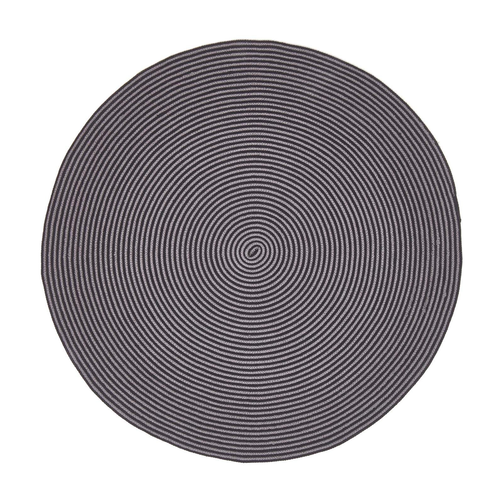 Handmade Woven Spiral Braided Rug | 120cm | Black & Grey