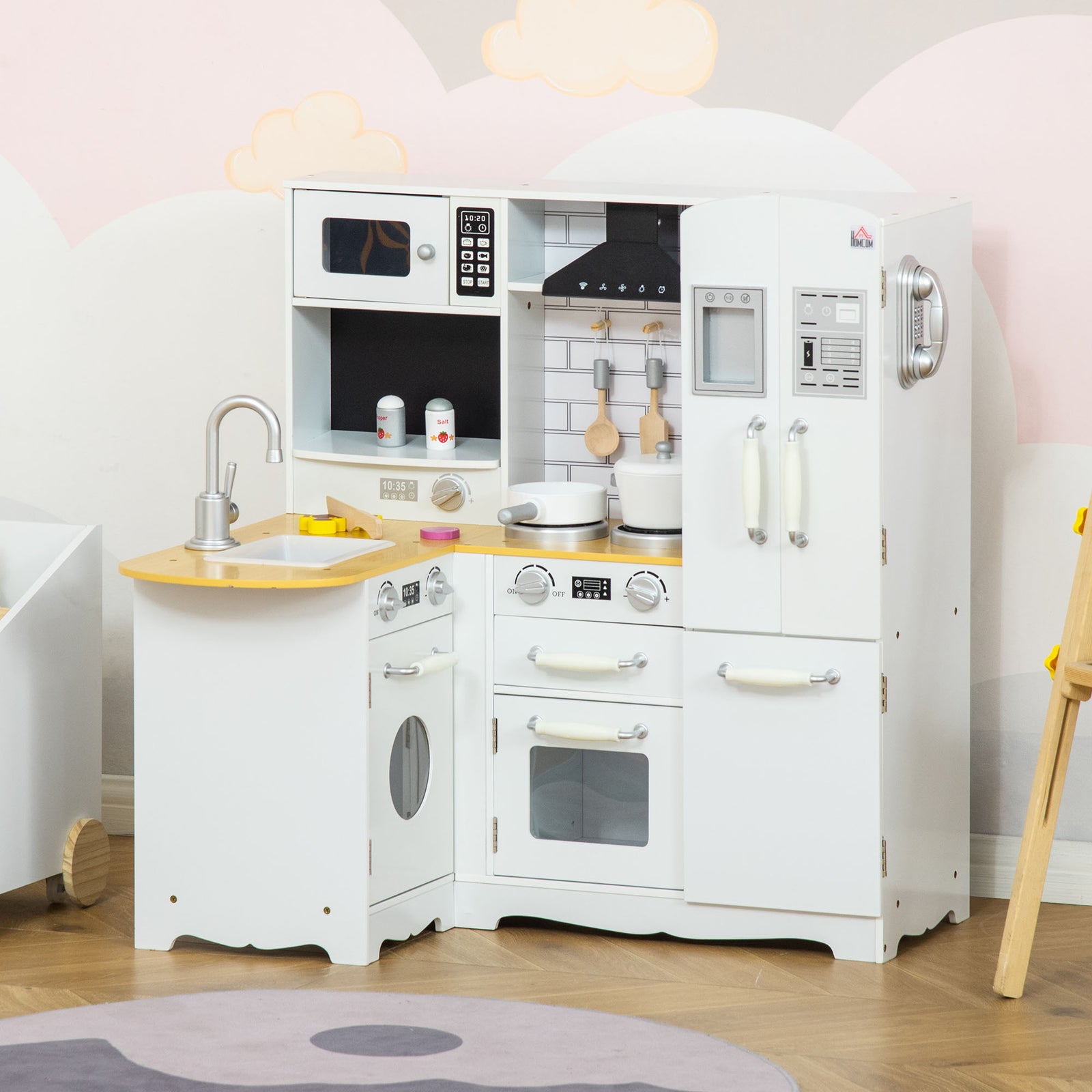 Kids Kitchen Playset W/ Full Accessories - White