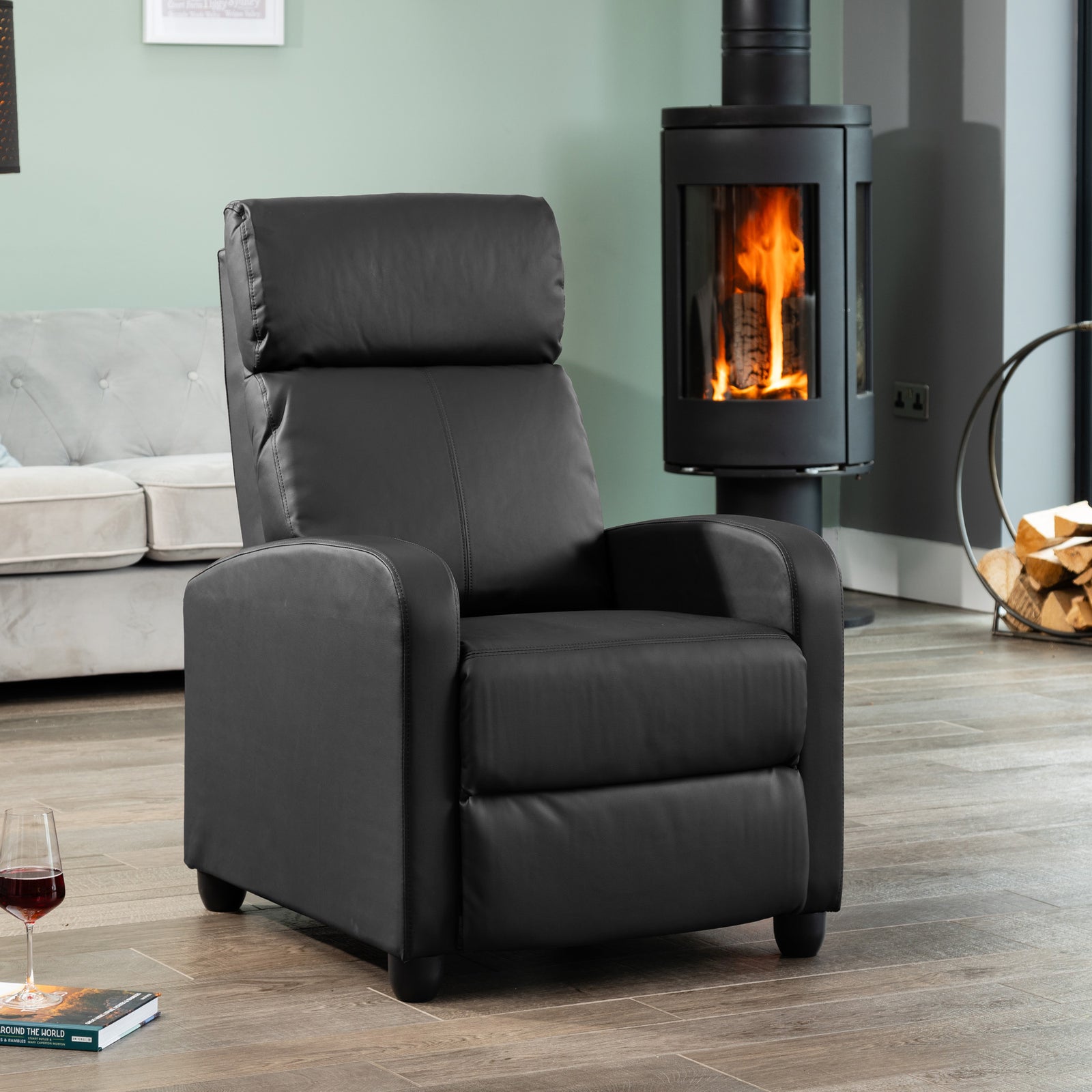 Henderson Manual Push Back Recliner Armchair | Black