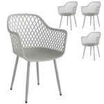 Garden Chairs Set, Garden Dining Chairs With Armrests | Set of 4 | Grey