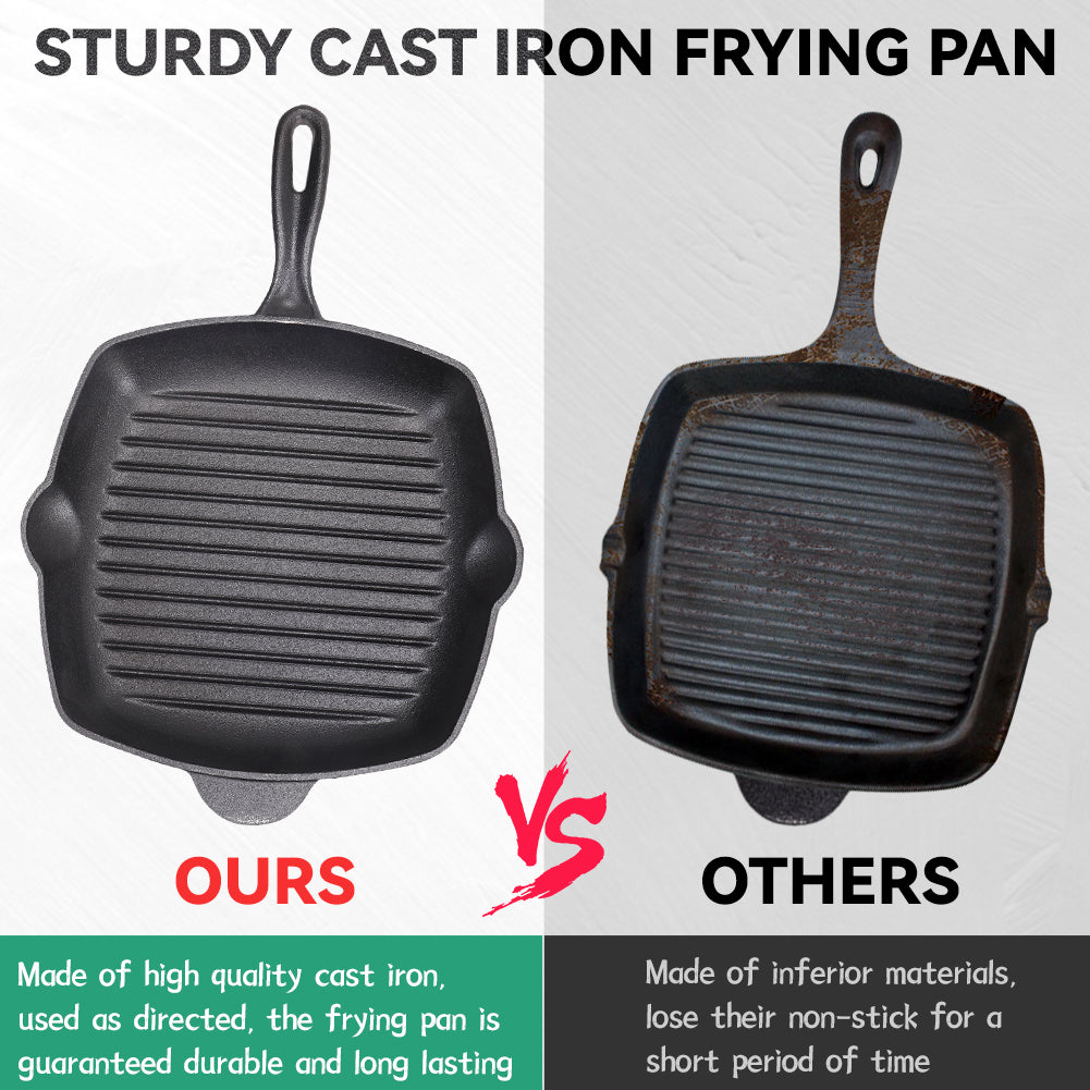 Square Cast Iron Grill Pan With Pour Spouts